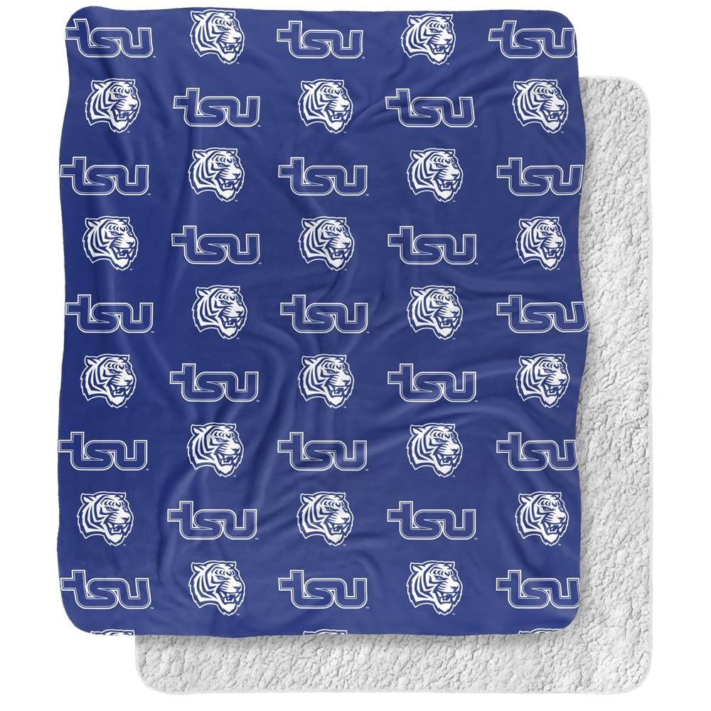 Tennessee State University Blanket, 50"x60" Logo Pattern, Silky Touch Sherpa Back Super Soft Throw Blanket