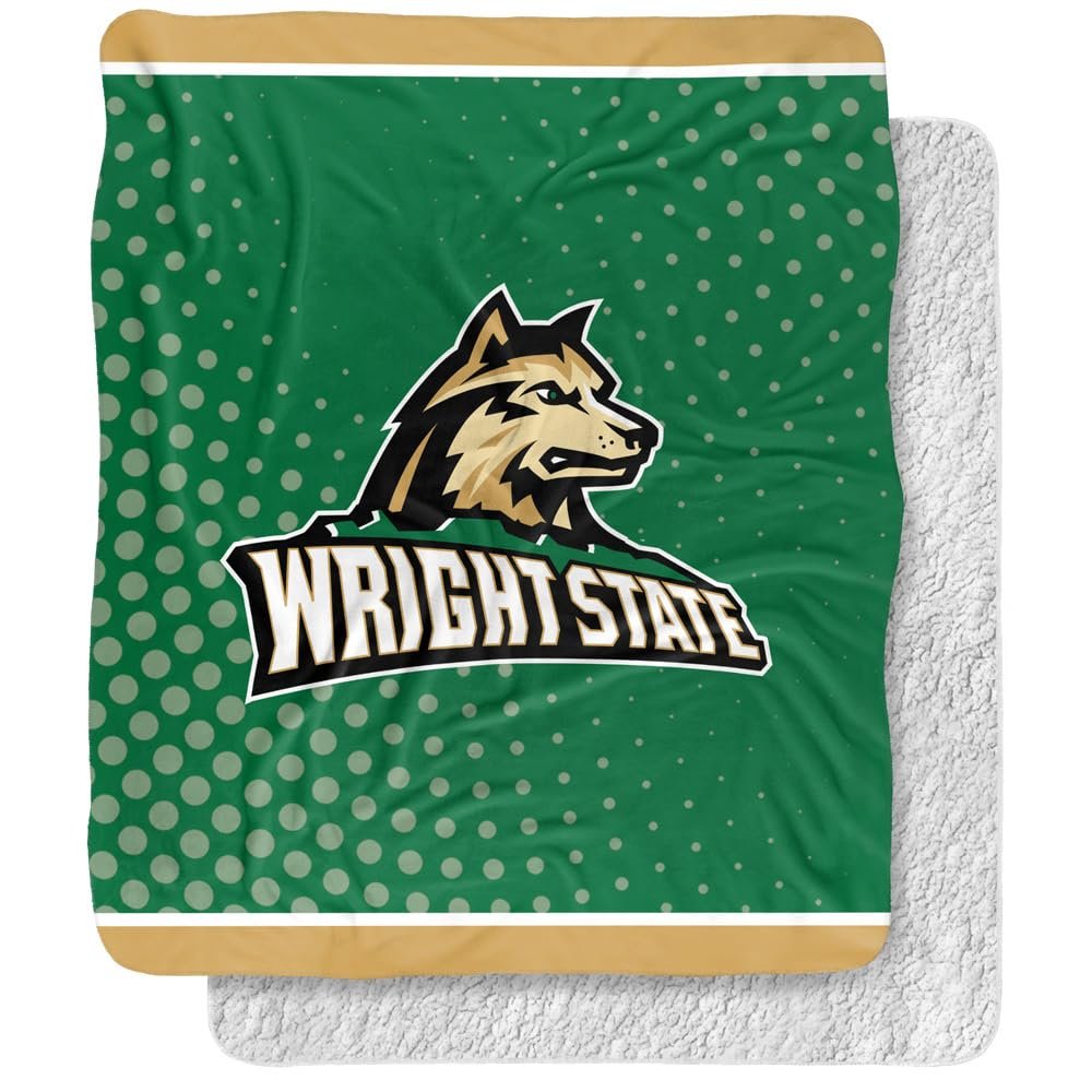 Wright State University Blanket, 50"x60" Logo Dots, Silky Touch Sherpa Back Super Soft Throw Blanket