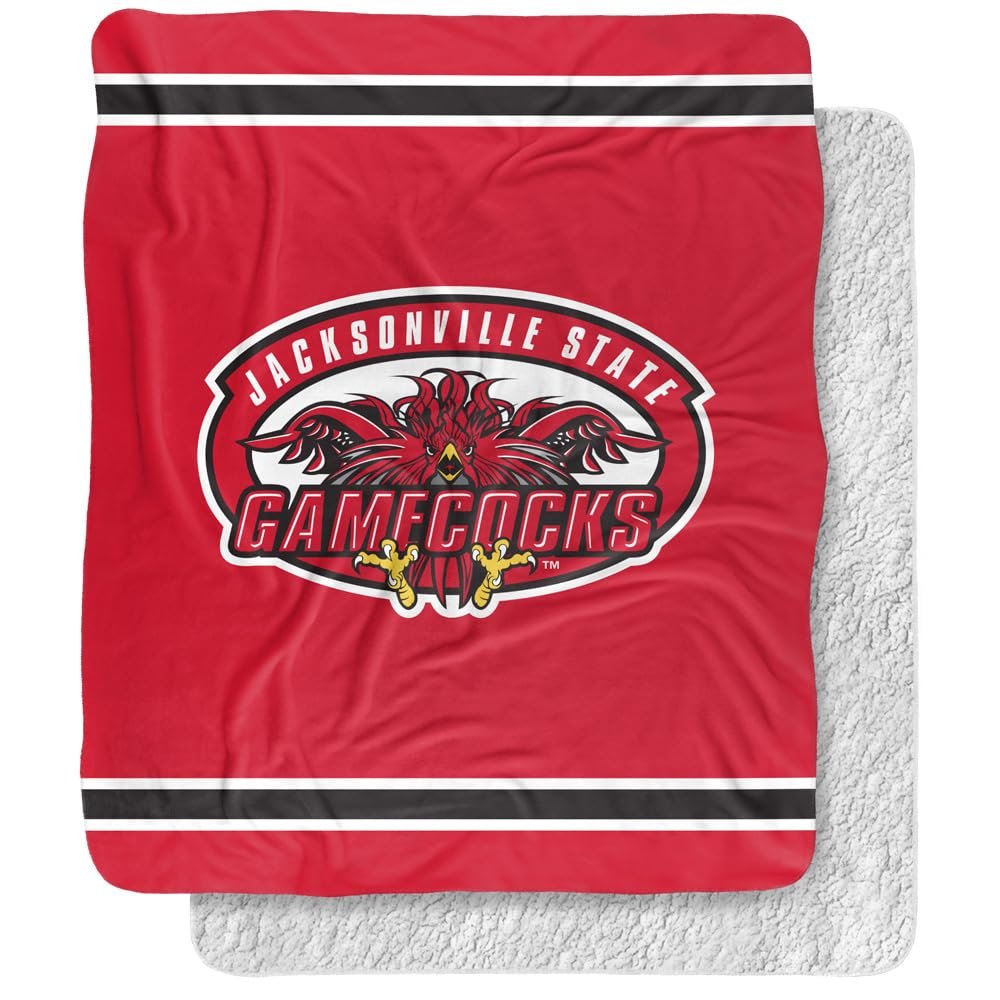Jacksonville State University Blanket, 50"x60" Primary Logo, Silky Touch Sherpa Back Super Soft Throw Blanket