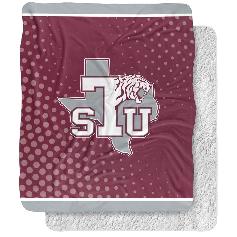 Texas Southern University Blanket, 50"x60" Logo Dots, Silky Touch Sherpa Back Super Soft Throw Blanket