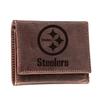 Evergreen Team Sports America NFL Pittsburgh Steelers Brown Wallet | Tri-Fold | Officially Licensed Stamped Logo | Made of Leather | Money and Card Organizer | Gift Box Included view 1