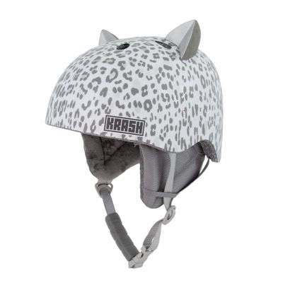 Krash! Silver Snow Leopard Snow Helmet, Youth 8+ (54-58cm)