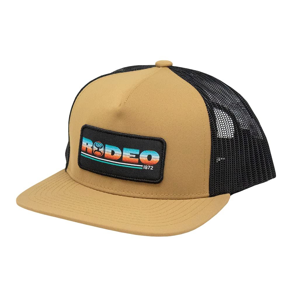HOOEY Youth Adjustable Snapback Mesh Back Trucker Hat (Rodeo - Tan/Black)