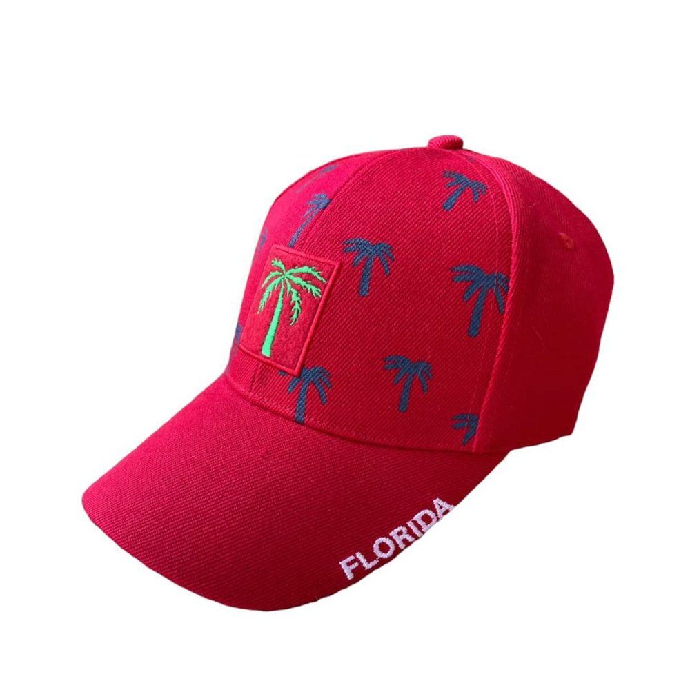 Adjustable Florida Palm Tree Hat  Red Outdoor Cap for Men, Gift for Floridians