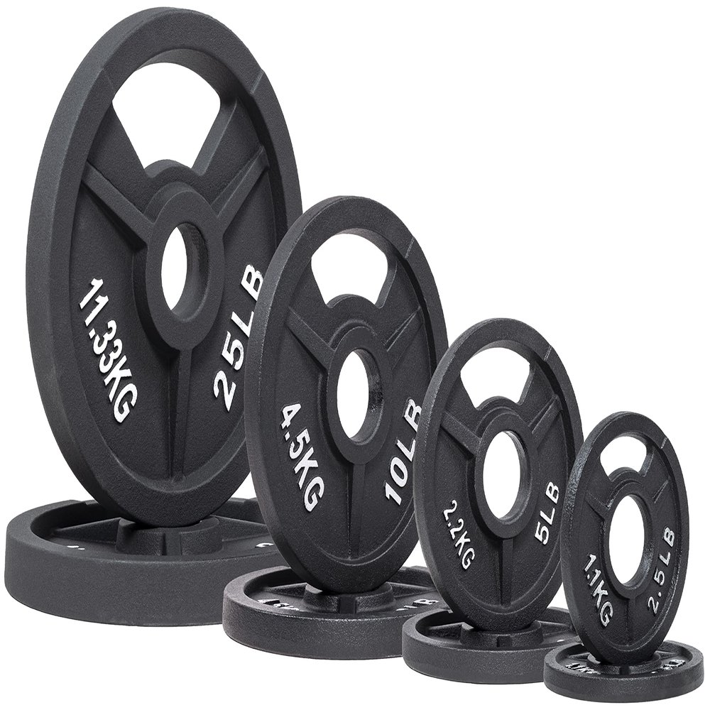 BalanceFrom Cast Iron Olympic 2-Inch Plate Weight Plate for Strength Training and Weightlifting, 85 LB Set (2x 2.5/5/10/25LB), Color #5, Multiple Packages