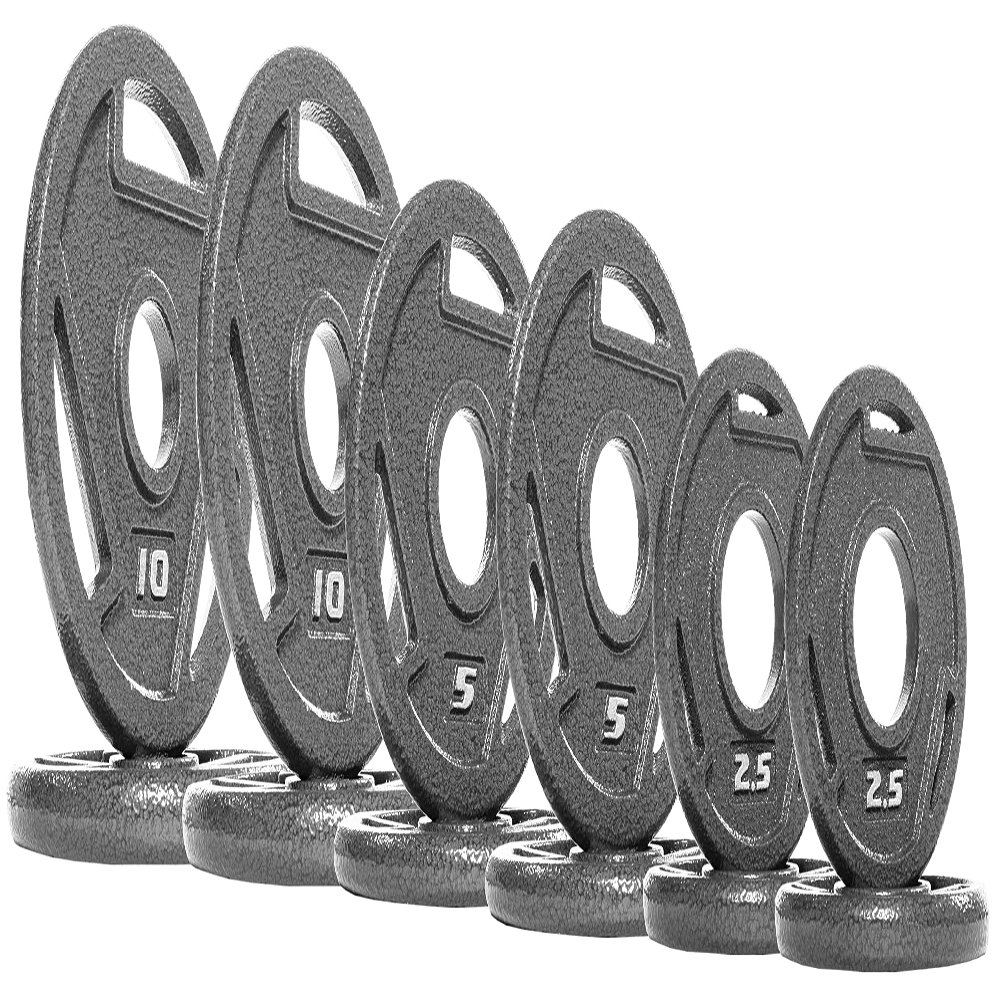 BalanceFrom Cast Iron Olympic 2-Inch Plate Weight Plate for Strength Training and Weightlifting, 70 LB Set (4x 2.5/5/10LB), Color #4, Multiple Packages