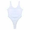 QinCiao Women's Wet Look Leather One Piece Leotard Solid Tank Swimsuit Thongs Swimwear Silver XX-Large view 4