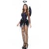 XUNRYAN Women's Gothic Short Dress Renaissance Medieval Costume Halloween Witch Angel Devil Costumes Holiday Outfits Black view 2