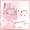Amylove 5 Pcs Small Pink Clear Backpack Stadium Approved Set for Girls with Lunch Bag, Crossbody Bag, Water Bottle, Transparent School Backpack, 12 x 12 x 6 Inch view 2