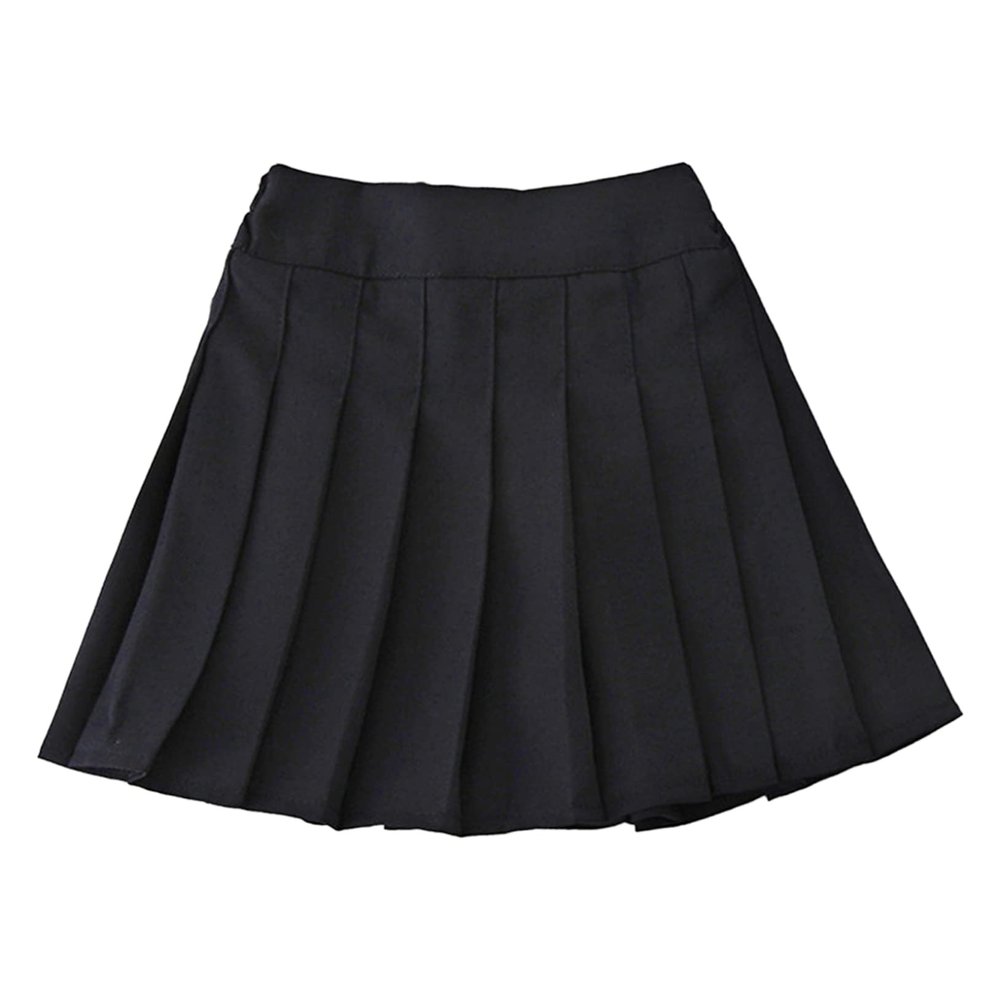 Freebily Kids Girls High Waist Pleated Skirt with Lining Shorts Schoolgirls Uniform Skirt Tennis Skater Scooter Skorts Black 3-4 Years