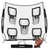 BaseGoal Football Nets for Throwing,Football Target,Quarterback Training Equipment with 5 Target Pockets for Improving Accuracy Throwing-8 x 8 ft or 7 x 7 ft Nets (7 x 7 Ft Black + Ball) view 1