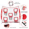 BaseGoal Football Nets for Throwing, Quarterback Training Equipment with 5 Target Pockets for Improving Accuracy - 8 x 8 ft or 6 x 6 ft Nets (Red + Ball) view 2