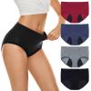 4 Pieces High Waist Leakproof Underwear For Women Plus Size Panties Leak Cotton Breathable Underwear Women Dark Gray view 2