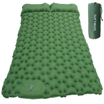 SUFTMUOL Double Camping Sleeping Pad for Camping Hiking Backpacking 2 Person Self Inflating Sleeping Mat Portable Ultralight Compact Green