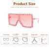 ailov Oversized Trendy Bling Crystal Sunglasses for Men Women Party Favors Rhinestone Rectangle Glasses (Rose Pink) view 3
