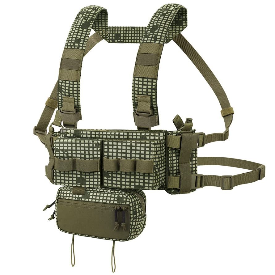 KRYDEX Chest Rig with 5.56/7.62 Magazine Holder,Wing Pouches,Dangler Pouch,Hook and Loop Panel (DNC)