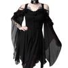 XUNRYAN Women's Gothic Steampunk Dress Renaissance Victorian Goth Lolita Ruffle Dress Medieval Halloween Costume Outfits Black view 2