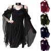 XUNRYAN Women's Gothic Steampunk Dress Renaissance Victorian Goth Lolita Ruffle Dress Medieval Halloween Costume Outfits Black view 4
