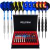 WELLFORM Darts Metal Tip Set, 12 Pack 22 Grams Steel Tip Darts Set-Professional Metal Darts for Dartboard, with Non-Slip Iron Barrel, Aluminum Shafts, Extra Flights, Dart Sharpener & Wrench, Gift Box view 1