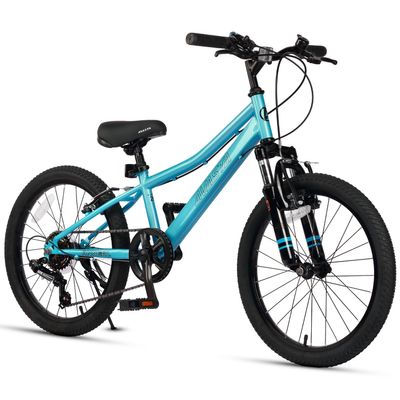 AVASTA 20'' Big Kids Mountain Bike for Age 6 7 8 9 10 11 12 Years Old Boys Girls Teen with Suspension Fork Front & Rear Dual Hand Brakes 6 Speeds Drivetrain, Cyan