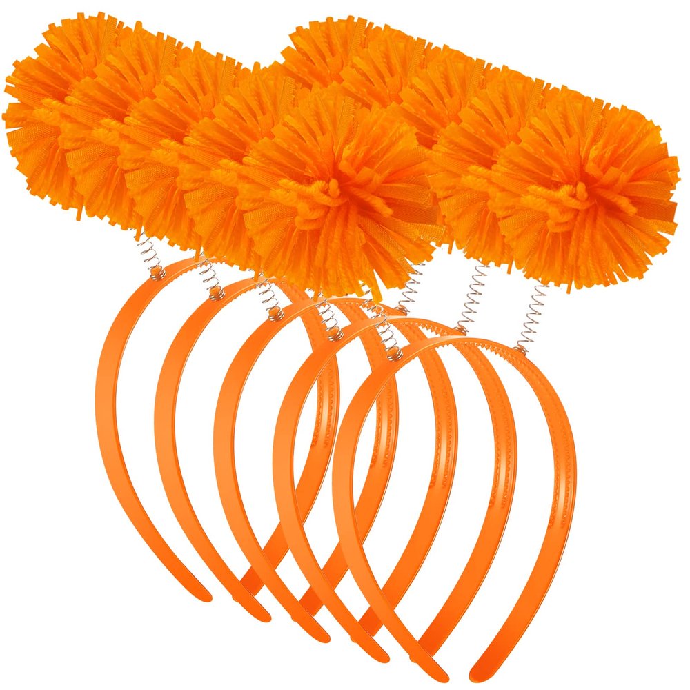 WILLBOND 5 Pieces Pom Pom Headband Head Bopper Headband for Women Adults Accessory Cosplay Supplies(Orange)