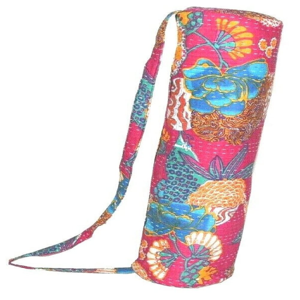 Indian New Fancy Handmade Kantha Yoga Bag 100% Cotton Mandala Mat Carry Gym Bag