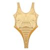 Loloda Spandex Gymnastics Leotard for Women Sleeveless Tank Leotards Dance Bodysuit Swimsuits Gold Small view 3