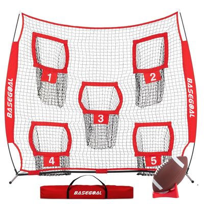 BaseGoal 7x7ft Football Net with 5 Target Pockets for Throwing Training