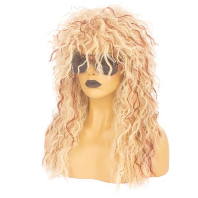 Askuang 80s Costumes Mullet Wigs for Men and Women Long Curly Punk Heavy Metal 80s Rock Wig Halloween Costume Party Wigs Blonde Reddish