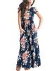 21KIDS Girls Short Sleeve Maxi Dress Kids Floral Boho Casual Dresses with Pockets for Girls, Navy, 12 Years view 1