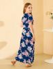 21KIDS Girls Short Sleeve Maxi Dress Kids Floral Boho Casual Dresses with Pockets for Girls, Navy, 12 Years view 4