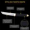 Grand Way Tanto Camping Knife with Sheath  3+ Colors  5.9" Fixed Full Tang Mirror Polished Blade  Tactical Karambit Knife with Sheath  Micarta Handle  Fixed Mirror Polished 440C Steel Blade view 4