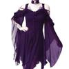XUNRYAN Women's Gothic Steampunk Dress Renaissance Victorian Goth Lolita Ruffle Dress Medieval Halloween Costume Outfits Purple view 2