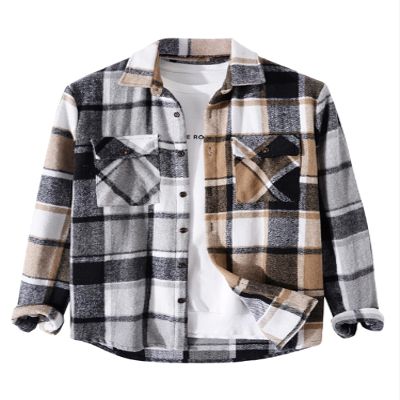 ZAFUL Classic Plaid Shirt for Men Plaid Print Flannel Shirt Gray XXL