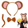 FOMIYES Monkey Ears Headband Tail Bowtie Set: Monkey Cosplay Set Plush Ear Headband Tail Animal Cosplay Costumes Photo Props for Halloween Party view 1