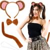 FOMIYES Monkey Ears Headband Tail Bowtie Set: Monkey Cosplay Set Plush Ear Headband Tail Animal Cosplay Costumes Photo Props for Halloween Party view 2
