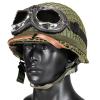 SYLPHID Outdoor Green WW2 US M1 Helmet Steel Field with Net Cover cat Eye Belt and Goggles view 2