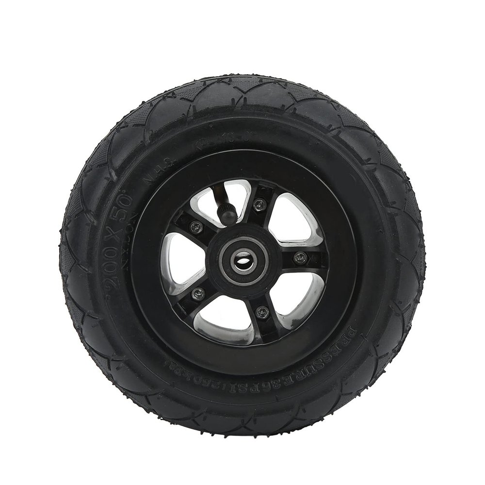 Keenso Mountain Skateboard Wheel, 8in Off Road Scooter Wheel with Pneumatic Tire, Anti-Skid, Alloy Hub, Flexible Rotation, Fits Mountain Scooter