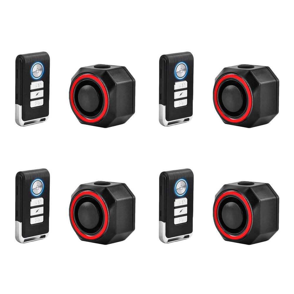 KCMYTONER Rechargeable Anti-Theft Bike Alarm with Taillight, Bike Finder with Remote, 7 Levels of Sensitivity Adjustable, IP54 Waterproof, 4PK