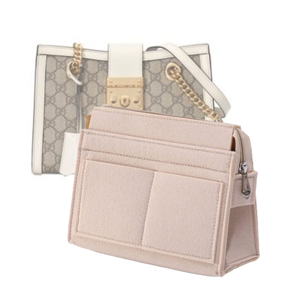 Lckaey Felt Purse Organizer Insert, Small 20x8x11cm, Beige