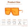 ailov Oversized Trendy Bling Crystal Sunglasses for Men Women Party Favors Rhinestone Rectangle Glasses (Orange) view 3