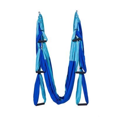 Aerial Yoga Hammock Strong Durable Flying Yoga Swing Aerial Silks with 6 Foam Handle for Indoor Sports Yoga Hammock (dark and light blue)