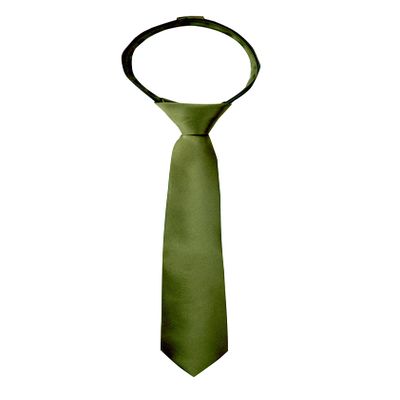 Spring Notion Boys' Solid Color Microfiber Zipper Tie, Olive Medium