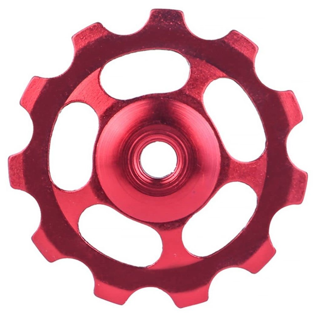 11T Bike Aluminum Sealed Bearing, Bicycle Wheel Guide Roller Rear, Derailleur Pulley for Rear Derailleur Wheel Bike Guide Roller Pulley Accessories Gear Guide Pulley for Mountain Bike (Red)