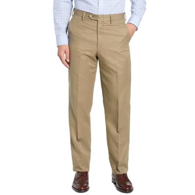 Men's Cozy Hidden Expandable Waist Dress Pants | Premium Stretch Texture Weave Work to Weekend Pant(Khaki,46W32L)