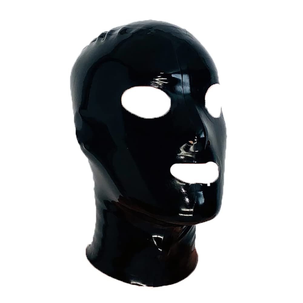 HaZiPan Unisex Latex Hoods Personalized Zipper Switch Cosplay Masked Party Rubber Catsuits Bodysuits Mask (XXL)