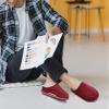 KuaiLu Mens Slippers with Orthotic Arch Support Suede Faux Fur Fluff Plush Wool-like Warm House Shoes Comfortable Slip-on Bedroom Indoor Outdoor Clogs Slippers for Man, Size Red 9 view 2