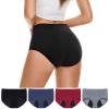 4 Pieces High Waist Leakproof Underwear For Women Plus Size Panties Leak Women Cotton Bikini Underwear Pack Dark Gray view 3