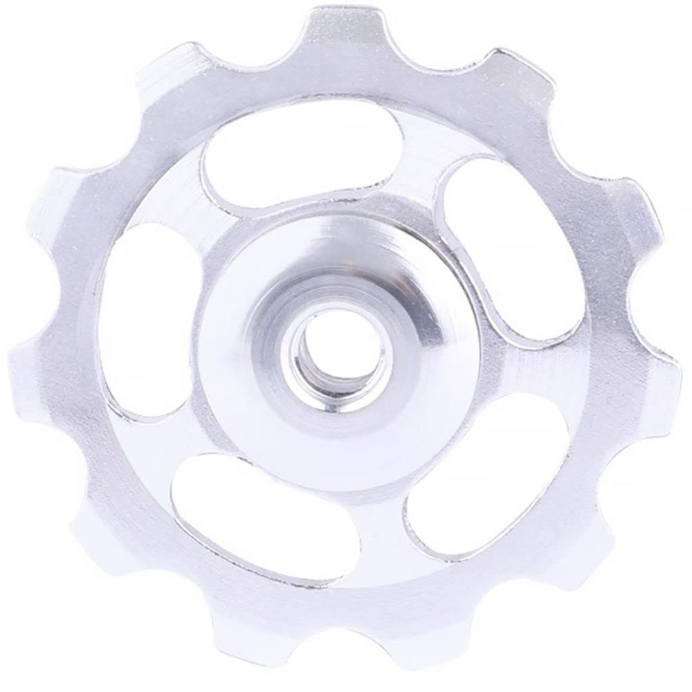 11T Bike Aluminum Sealed Bearing, Bicycle Wheel Guide Roller Rear, Derailleur Pulley for Rear Derailleur Wheel Bike Guide Roller Pulley Accessories Gear Guide Pulley for Mountain Bike (Silver)