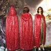 Adult Halloween Hooded Cloak Glittery Long Cape Wizard Elf Costume Robe Shining Rainbow Magician Poncho for Xmas Cos Party view 2